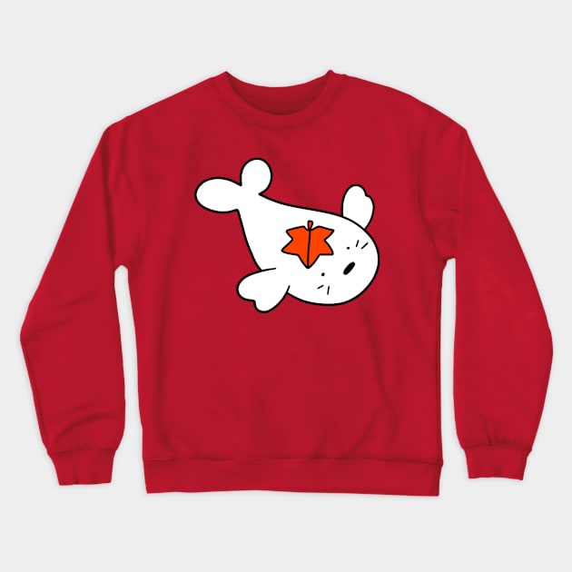 Red Leaf Harp Seal Crewneck Sweatshirt by saradaboru